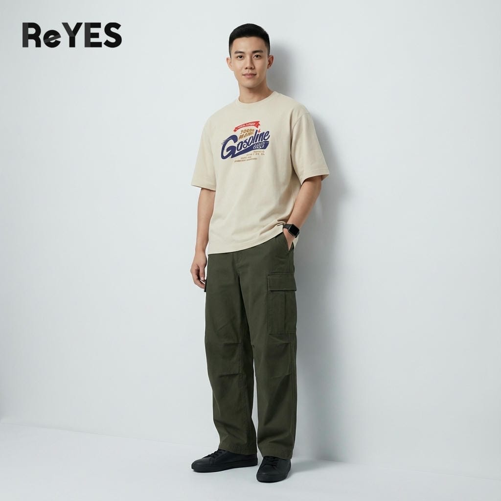 Alternative view of Áo phông unisex nam nữ tay lỡ ReYES ROT005 vải 100% cotton thấm hút mồ hôi mặc đôi mặc nhóm cá tính