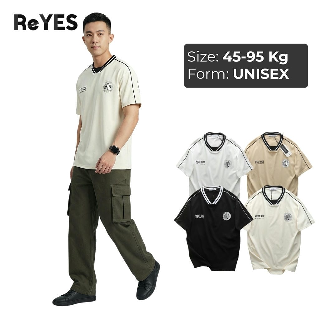 Áo phông unisex nam nữ tay lỡ West New York - Áo thun unisex oversize mặc đôi đi học đi chơi vải mịn mát ReYES RUS001