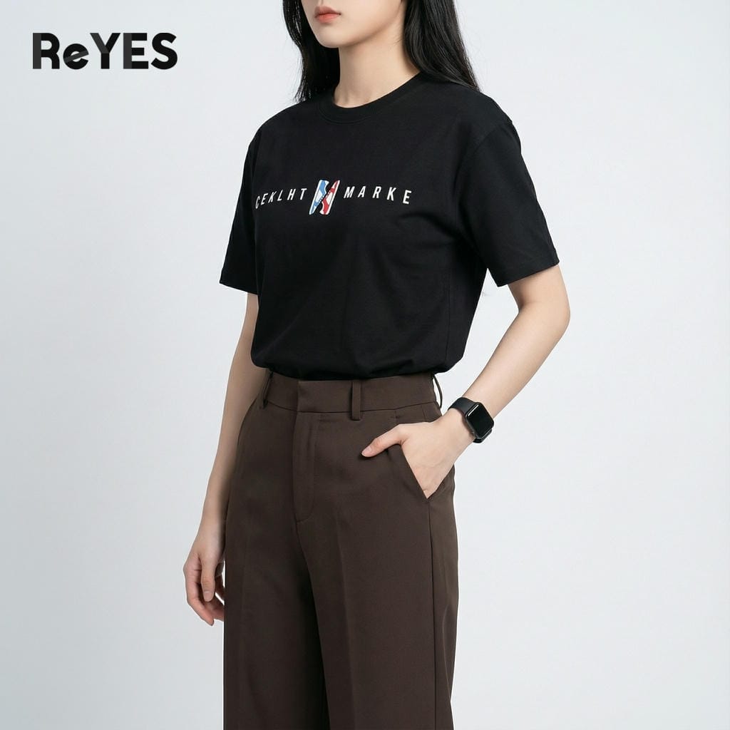 Áo phông unisex nữ nam cổ tròn tay ngắn chất cotton cao cấp áo thun oversize basic phong cách streetwear ReYES ROT001 - Ảnh 4