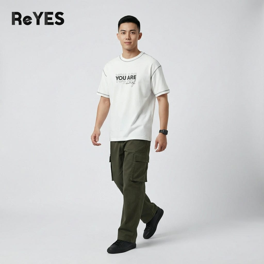 Alternative view of Áo phông unisex YOU ARE enough oversize, áo thun nam nữ dễ phối đi học đi chơi, cotton CPAU co giãn ReYES RUS007