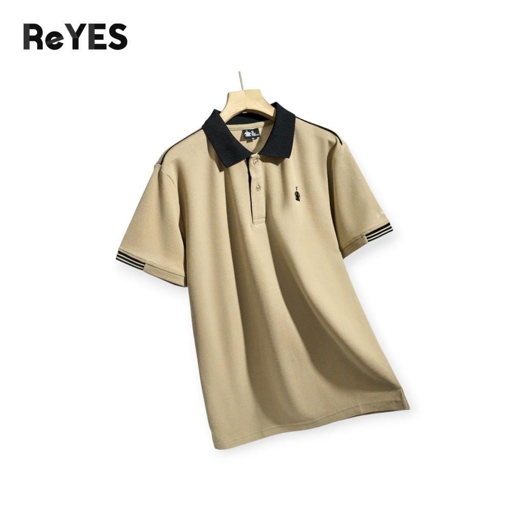 Áo polo nam basis ReYES RSP012 cá sấu vảy cá, regular fit, cổ bẻ phối đen, đi làm, đi chơi, màu xanh đen, be - Ảnh 8