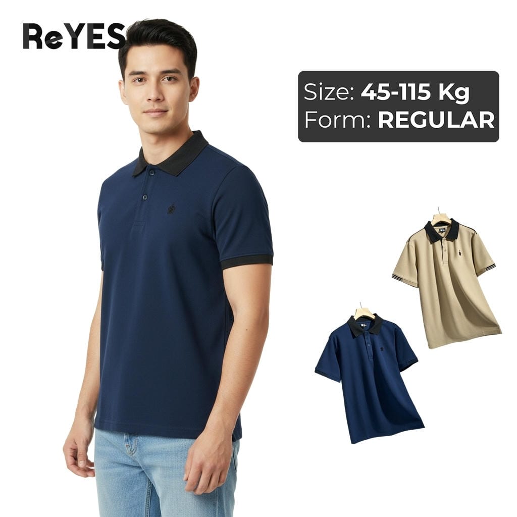 Áo polo nam big size ReYES RSP012 vải cá sấu co giãn, form regular che bụng, mặc đi làm, đi chơi đến 4XL 115kg
