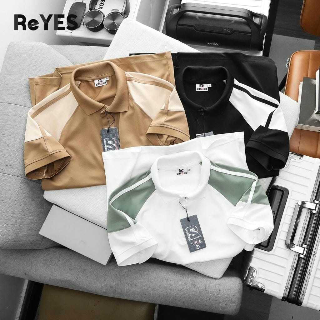 Áo Polo Nam Body ReYES RSB002 Cao Cấp, Phối Màu Raglan Trẻ Trung, Vải Cá Sấu Lạnh 4 Chiều (Trắng/Đen/Nâu) - Ảnh 4