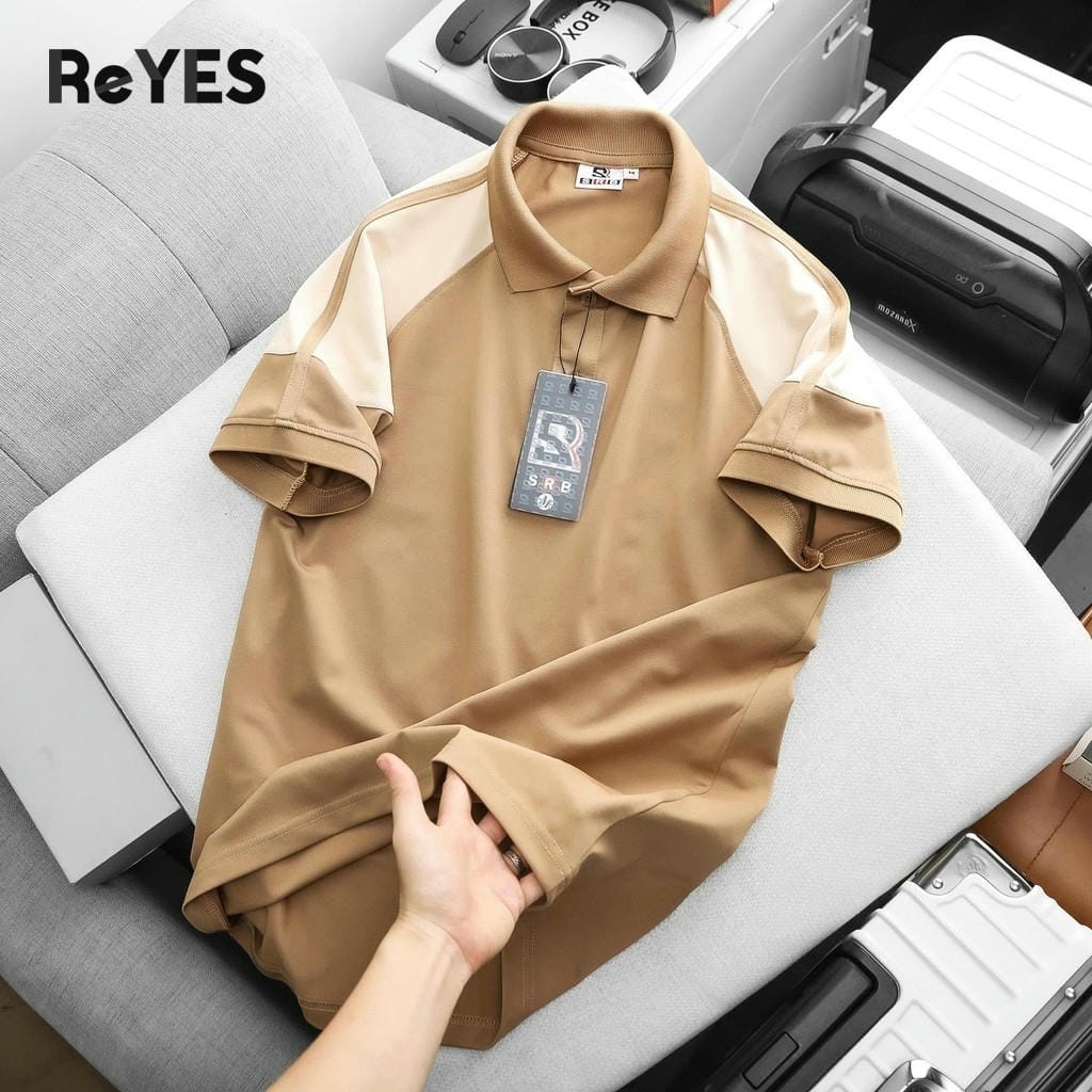 Áo Polo Nam Body ReYES RSB002 Cao Cấp, Phối Màu Raglan Trẻ Trung, Vải Cá Sấu Lạnh 4 Chiều (Trắng/Đen/Nâu) - Ảnh 5