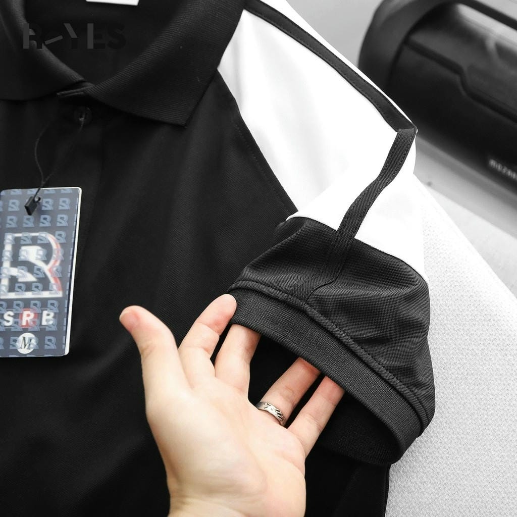 Áo Polo Nam Body ReYES RSB002 Cao Cấp, Phối Màu Raglan Trẻ Trung, Vải Cá Sấu Lạnh 4 Chiều (Trắng/Đen/Nâu) - Ảnh 9