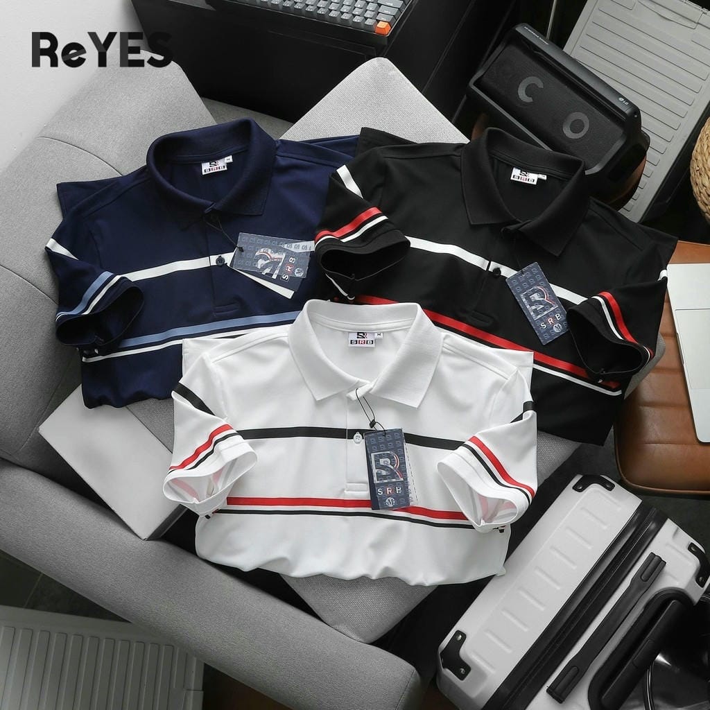 Áo Polo Nam Body ReYES RSB004 Cao Cấp, Vải Cá Sấu Lạnh 4 Chiều, Kẻ Sọc Ngang Đẹp (Trắng/Đen/Navy) - Ảnh 4