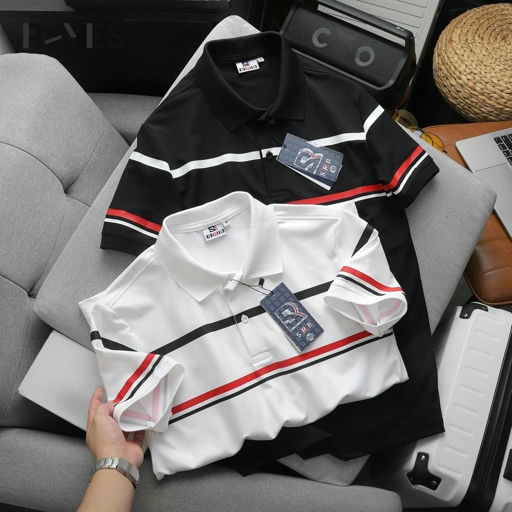 Áo Polo Nam Body ReYES RSB004 Cao Cấp, Vải Cá Sấu Lạnh 4 Chiều, Kẻ Sọc Ngang Đẹp (Trắng/Đen/Navy) - Ảnh 5