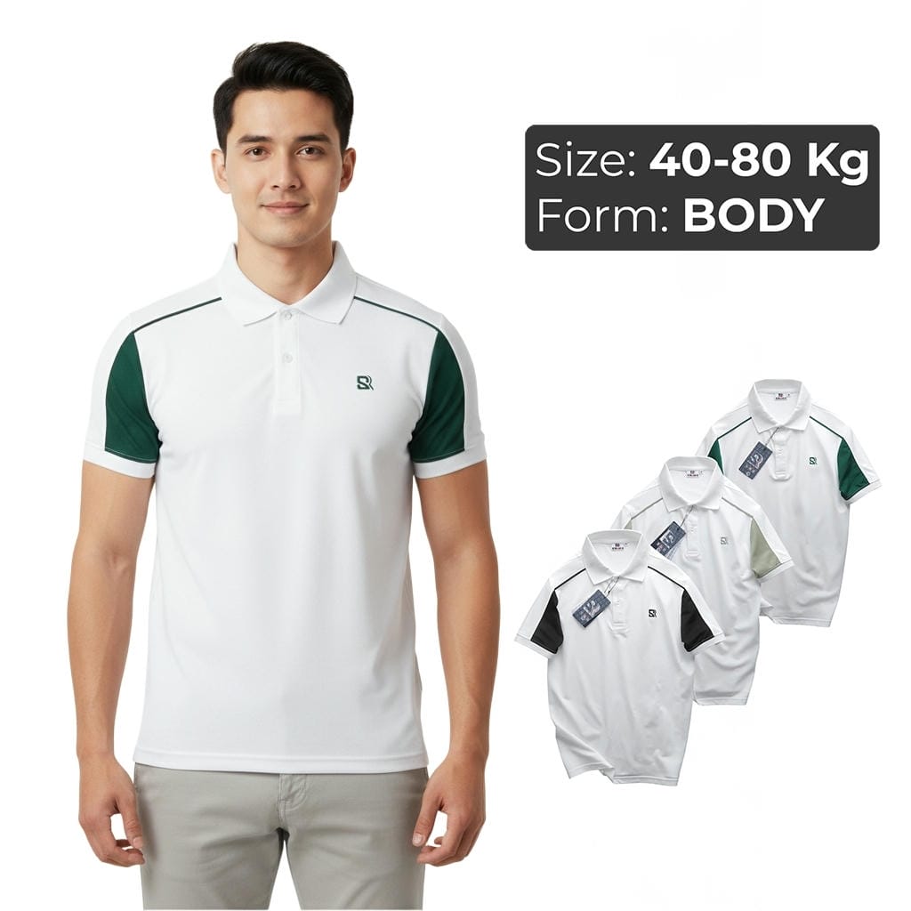 Áo Polo Nam Body ReYES RSB007 Basic, Phối Màu Đẹp, Vải Cá Sấu Lạnh Cao Cấp (Trắng Phối Đen/Rêu/Xanh)