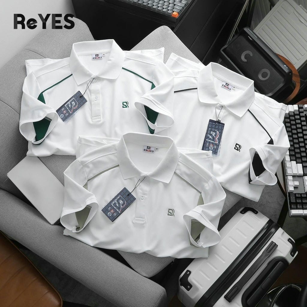 Áo Polo Nam Body ReYES RSB007 Basic, Phối Màu Đẹp, Vải Cá Sấu Lạnh Cao Cấp (Trắng Phối Đen/Rêu/Xanh) - Ảnh 4