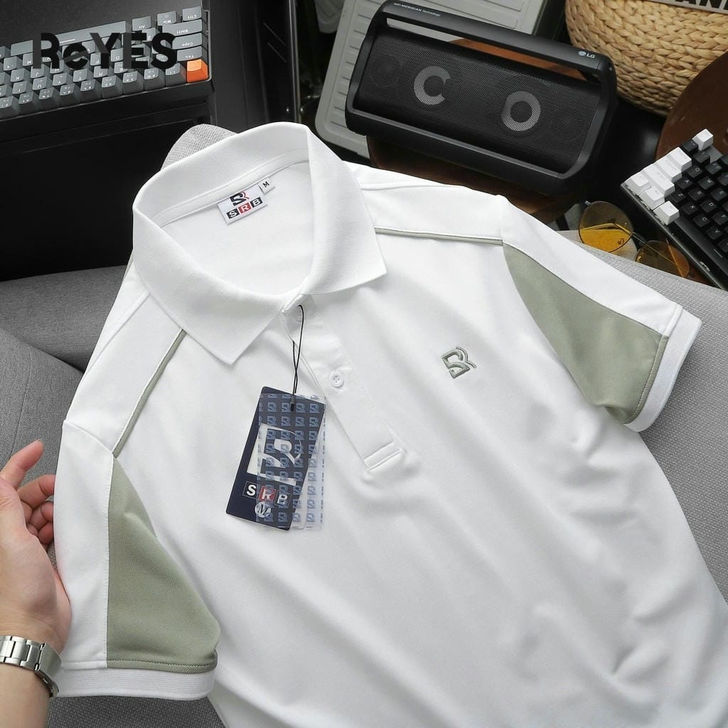 Áo Polo Nam Body ReYES RSB007 Basic, Phối Màu Đẹp, Vải Cá Sấu Lạnh Cao Cấp (Trắng Phối Đen/Rêu/Xanh) - Ảnh 5