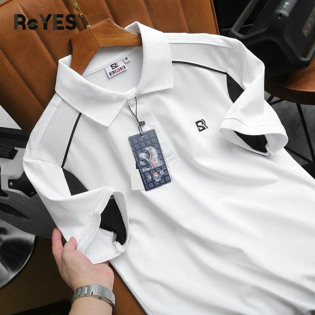 Áo Polo Nam Body ReYES RSB007 Basic, Phối Màu Đẹp, Vải Cá Sấu Lạnh Cao Cấp (Trắng Phối Đen/Rêu/Xanh) - Ảnh 6