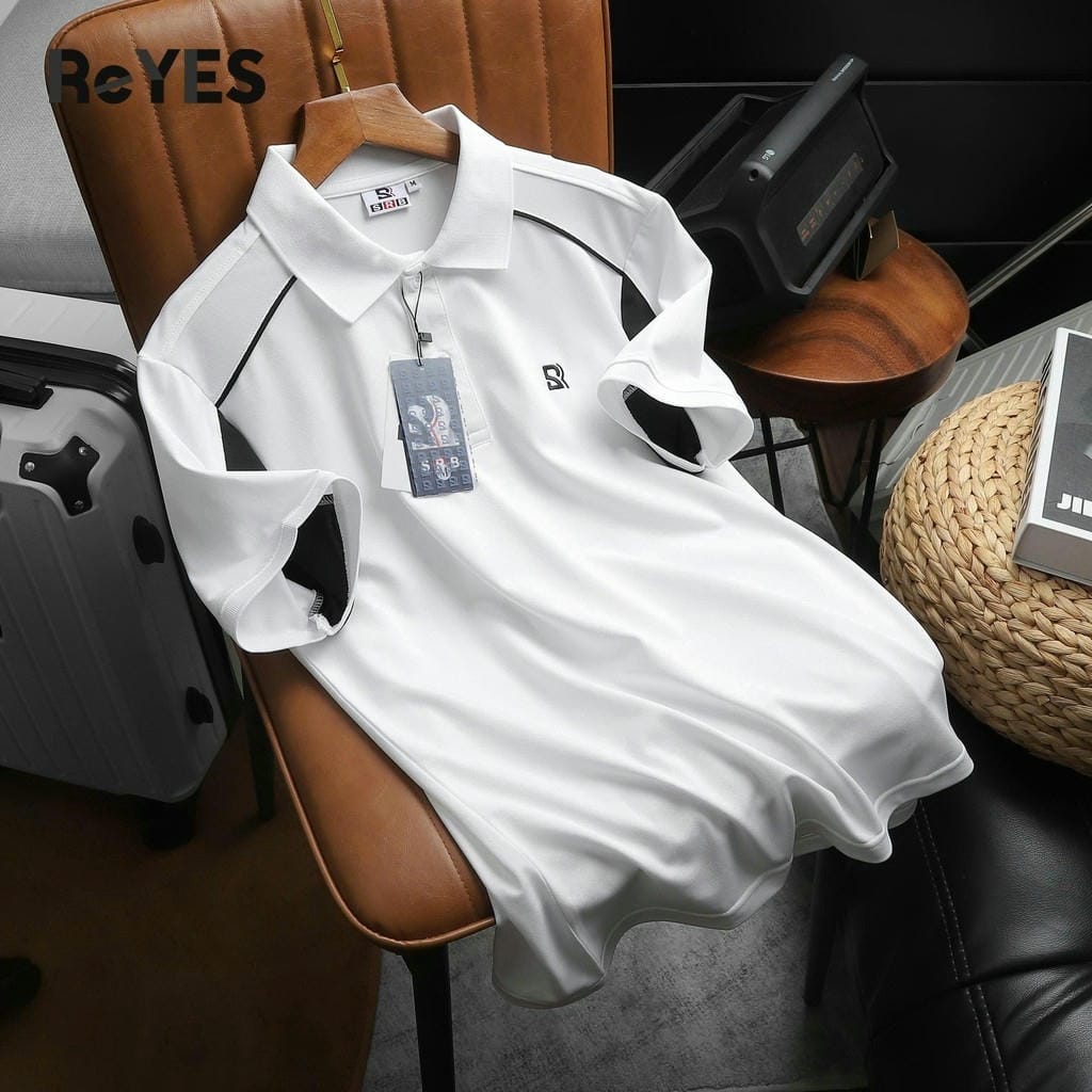 Áo Polo Nam Body ReYES RSB007 Basic, Phối Màu Đẹp, Vải Cá Sấu Lạnh Cao Cấp (Trắng Phối Đen/Rêu/Xanh) - Ảnh 8