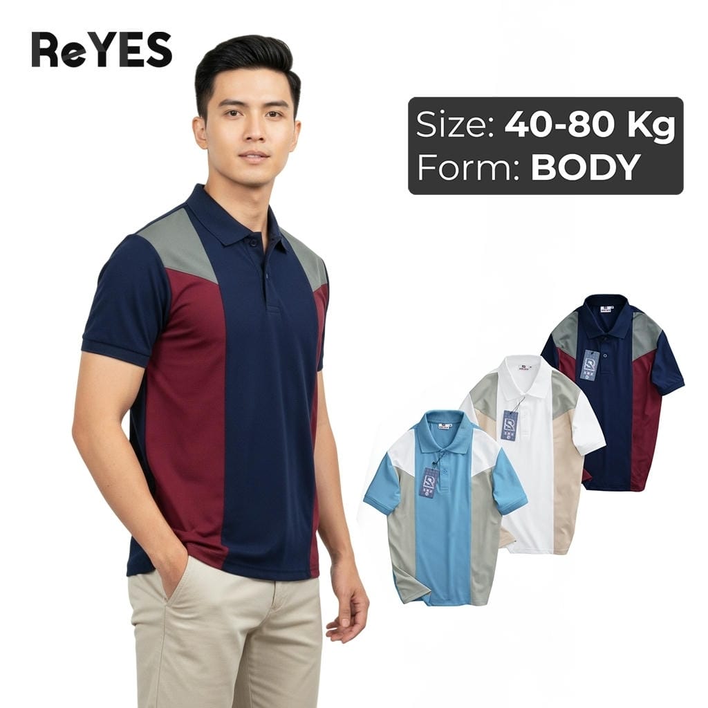 Áo Polo Nam Body ReYES RSB011 Phối Màu Hiện Đại, Vải Cá Sấu Lạnh Cao Cấp (3 Màu Biển/Trắng/Xanh Đen)