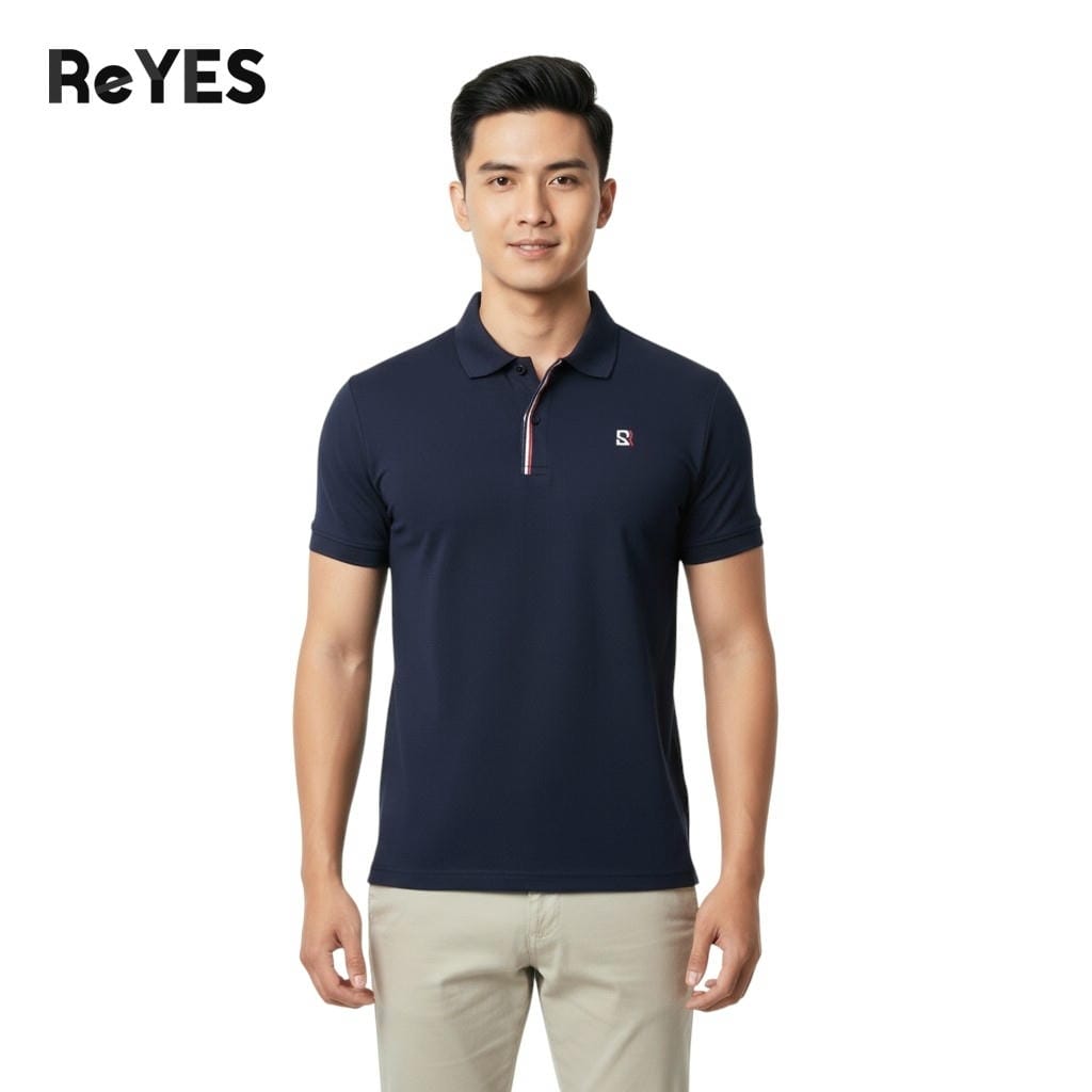 Áo Polo Nam Body ReYES RSB014 Basic Cao Cấp, Vải Cá Sấu Lạnh Siêu Mát, Phối Sọc Trụ Áo (Trắng, Đỏ, Xanh đen) - Ảnh 3