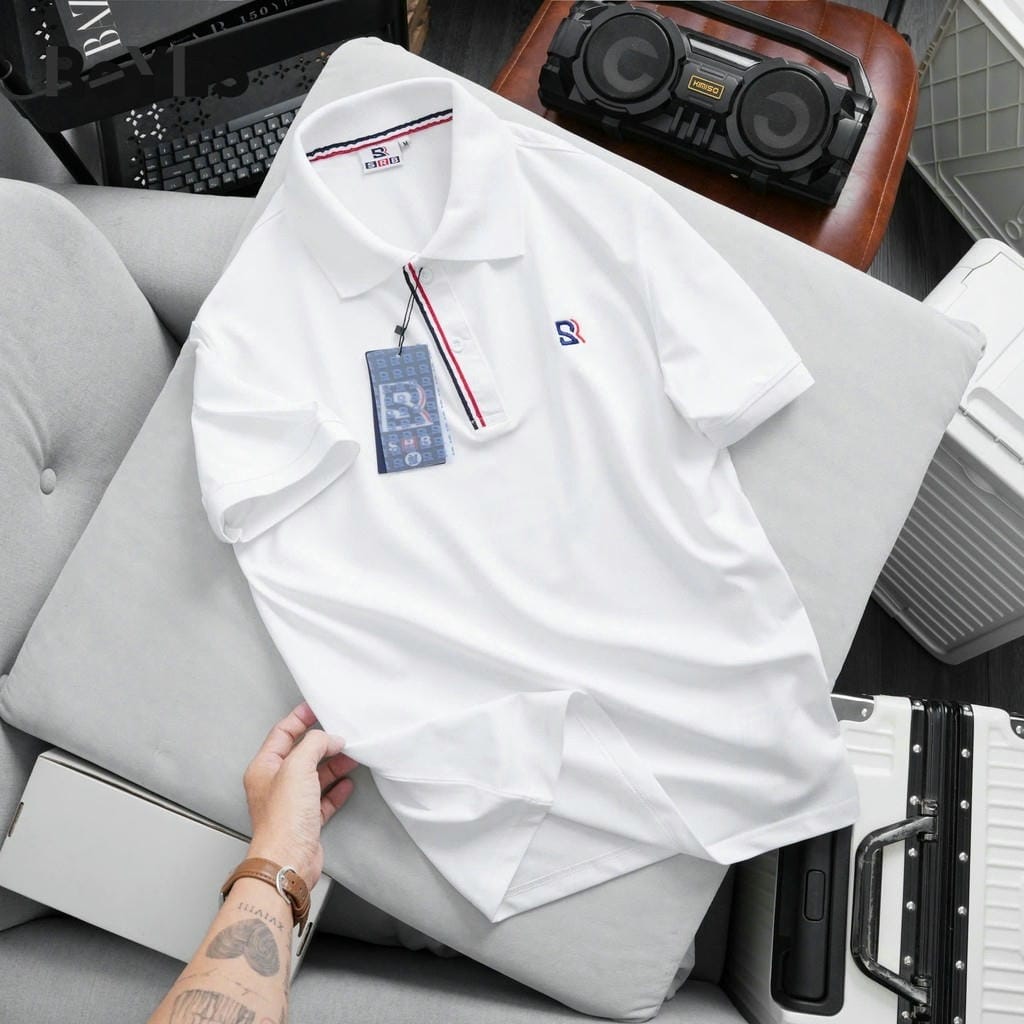 Áo Polo Nam Body ReYES RSB014 Basic Cao Cấp, Vải Cá Sấu Lạnh Siêu Mát, Phối Sọc Trụ Áo (Trắng, Đỏ, Xanh đen) - Ảnh 5