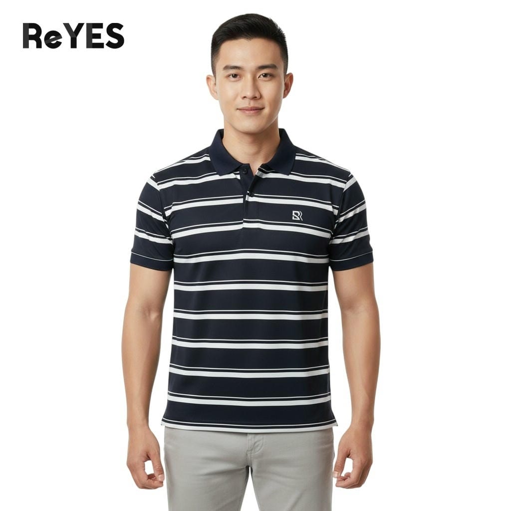 Áo Polo Nam Body ReYES RSB016 Cao Cấp, Phom Dáng Body Fit, Chất Liệu Cá Sấu Mè (Đen/Trắng) - Ảnh 3