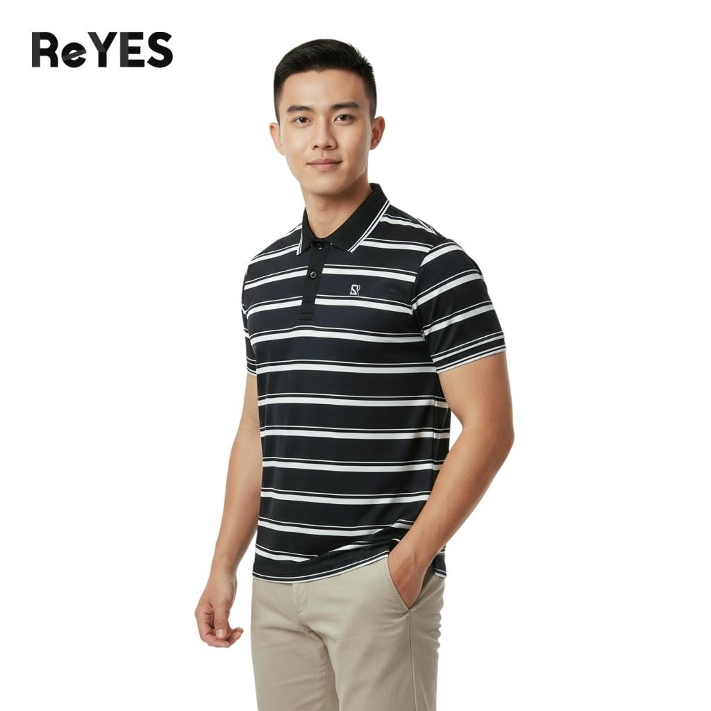 Áo Polo Nam Body ReYES RSB016 Cao Cấp, Phom Dáng Body Fit, Chất Liệu Cá Sấu Mè (Đen/Trắng) - Ảnh 4