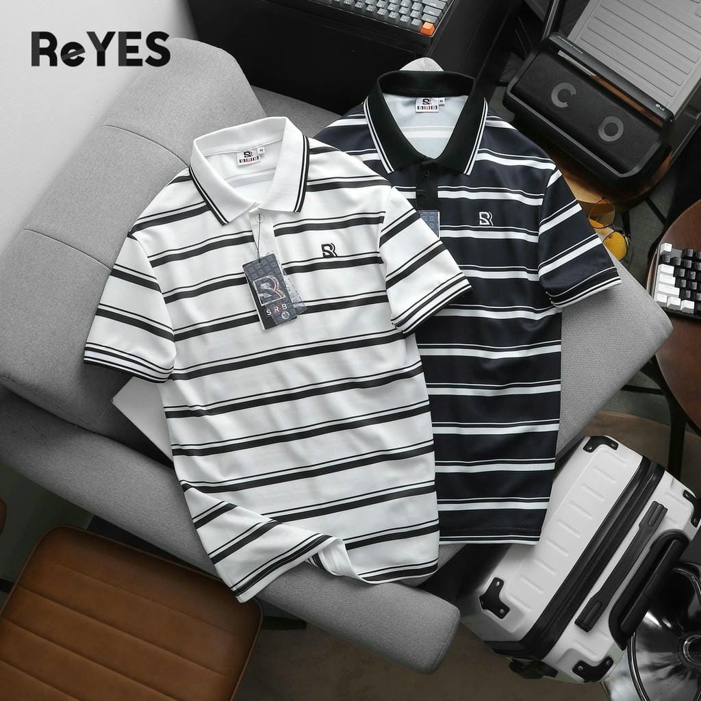 Áo Polo Nam Body ReYES RSB016 Cao Cấp, Phom Dáng Body Fit, Chất Liệu Cá Sấu Mè (Đen/Trắng) - Ảnh 5