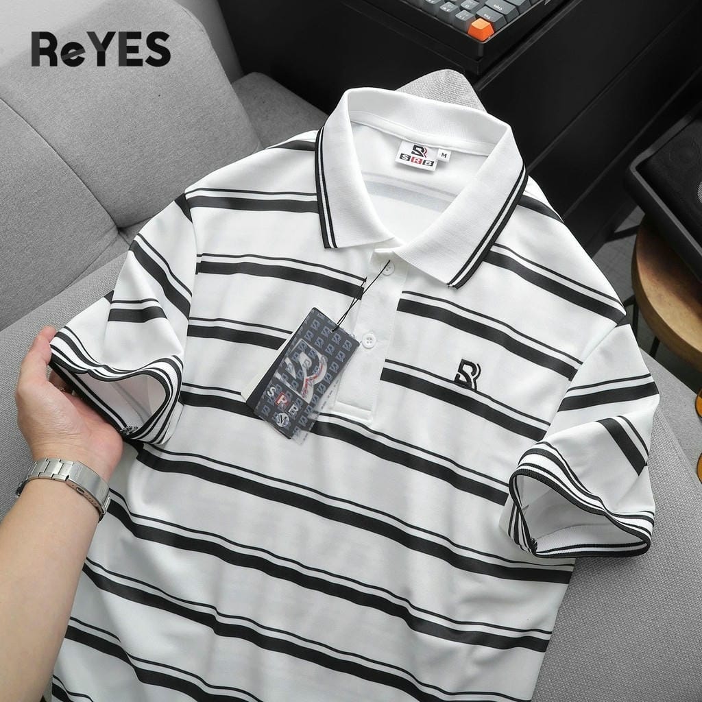 Áo Polo Nam Body ReYES RSB016 Cao Cấp, Phom Dáng Body Fit, Chất Liệu Cá Sấu Mè (Đen/Trắng) - Ảnh 9