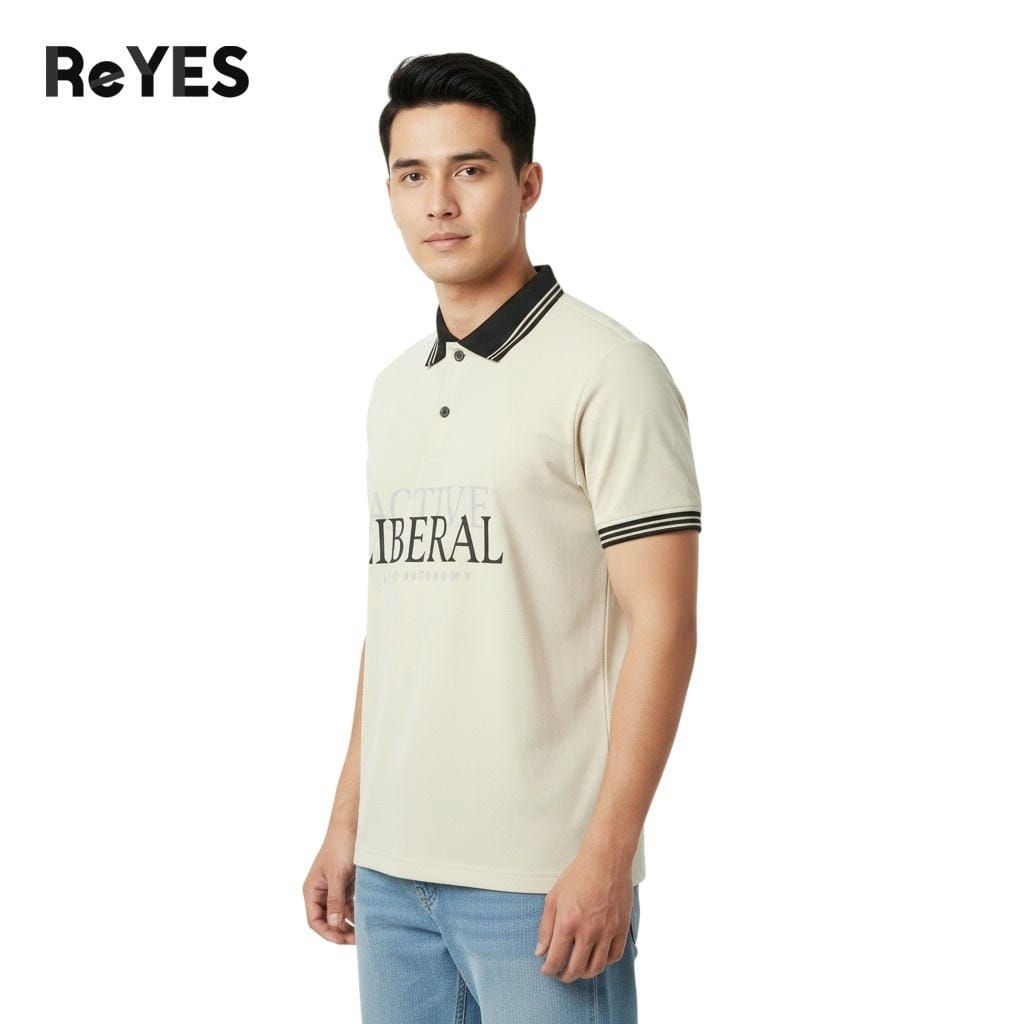 Alternative view of Áo polo nam có cổ vải cá sấu Tici cổ bẻ basic tay ngắn đi làm đi chơi ReYES RSP001 màu đen, kem