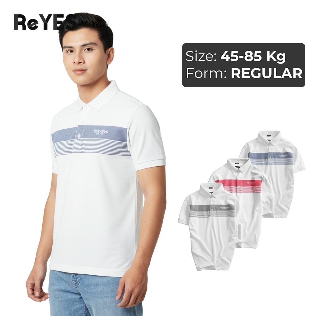 Áo polo nam Pegasus thun cá sấu lạnh cổ bẻ, phối sọc trẻ trung đi làm đi chơi ReYES RSP040
