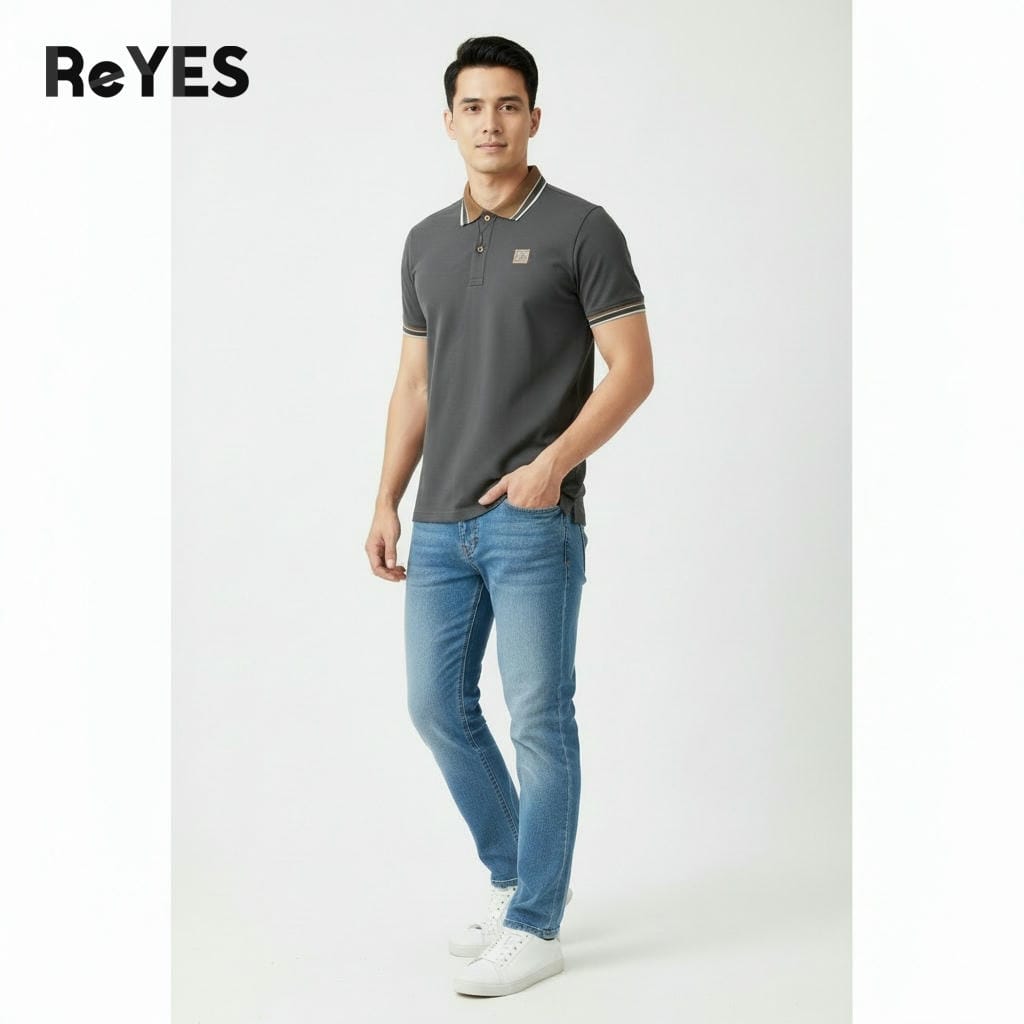Áo polo nam Polo ReYES RSP050 100% cotton, cổ bẻ basic, áo thun nam tay ngắn có cổ đi làm đi chơi - Ảnh 3