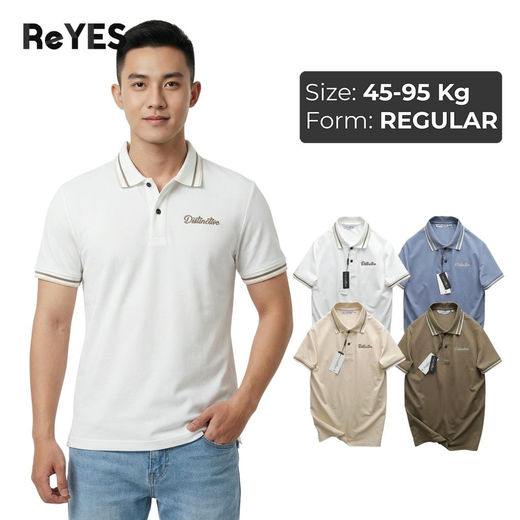 Áo polo nam ReYES RSP022 vải cá sấu tici mát form regular, áo thun nam có cổ đi làm đi chơi, có big size