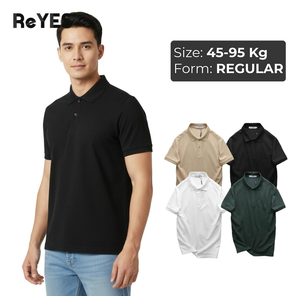 Áo polo nam ReYES RSP038 tay ngắn chất vải cá cao cấp co giãn 4 chiều form regular tôn dáng lịch lãm
