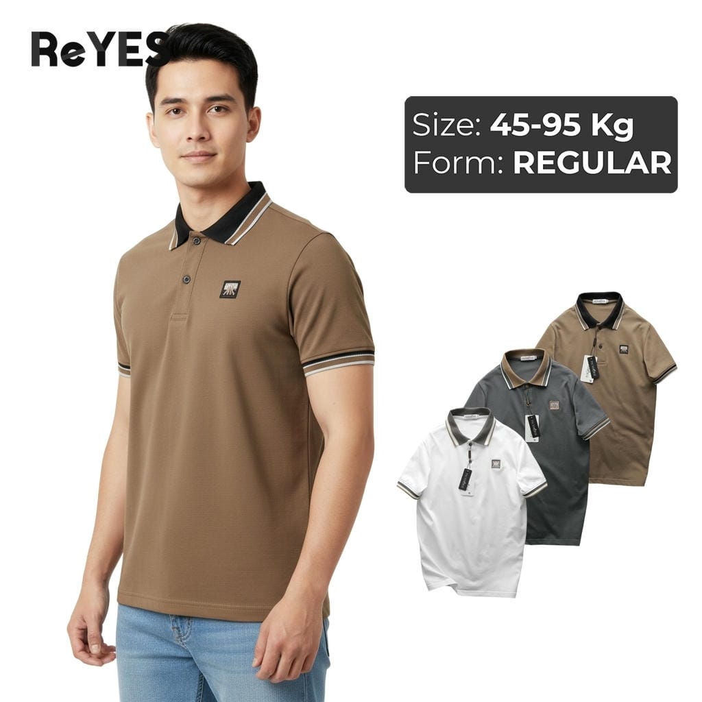 Áo polo nam ReYES RSP050 tay ngắn vải 100% Cotton thoáng mát, áo thun nam có cổ form Regular trẻ trung