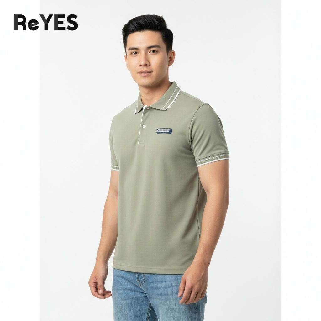 Áo polo nam ReYES RSP079 thun cá sấu lạnh 4 chiều, regular fit, phối viền tinh tế đi làm/đi chơi - Ảnh 4