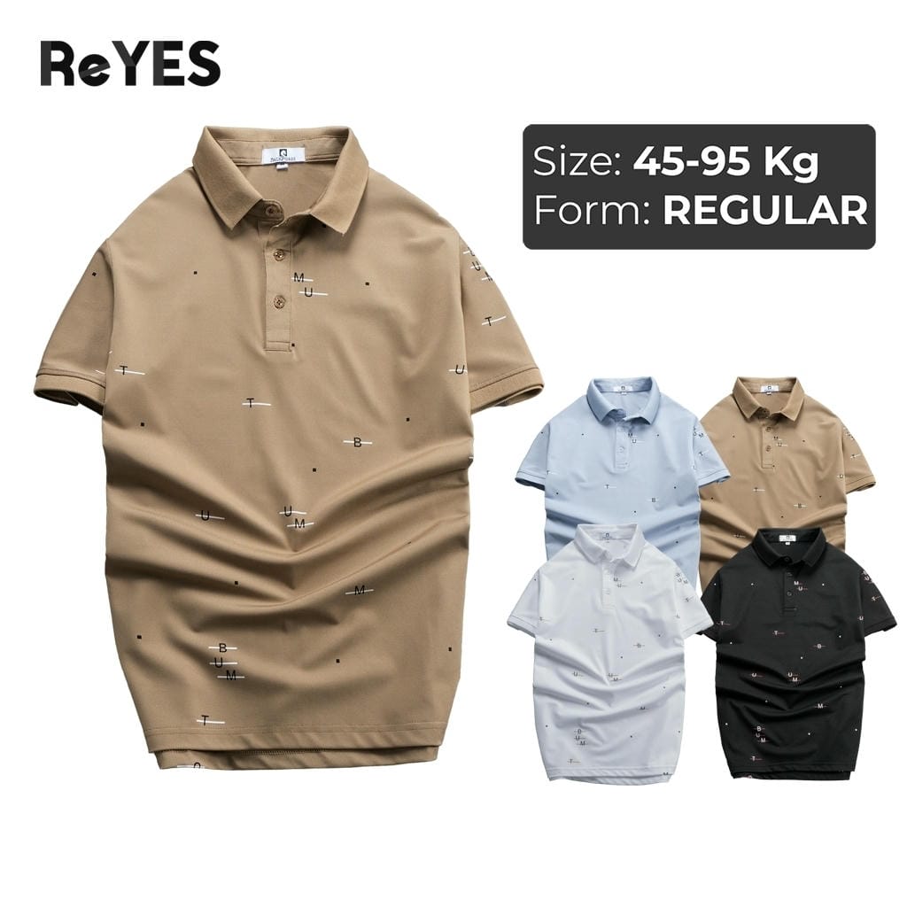 Áo polo nam ReYES RSP083 vải thun cá sấu lạnh co giãn 4 chiều form Regular họa tiết trẻ trung cao cấp