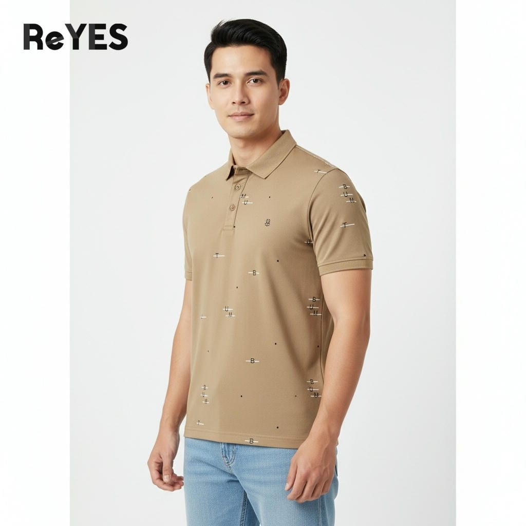 Áo polo nam ReYES RSP083 vải thun cá sấu lạnh co giãn 4 chiều form Regular họa tiết trẻ trung cao cấp - Ảnh 5