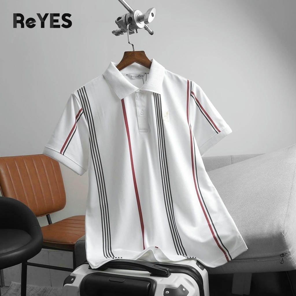 Áo polo nam sọc dọc chất cá sấu lạnh form regular mặc đi làm đi chơi ReYES RSP015 màu trắng, đen, rêu - Ảnh 7