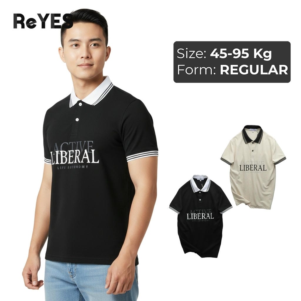 Áo polo nam tay ngắn ReYES RSP001 vải cá sấu tici dày dặn form regular fit trẻ trung, màu đen, be