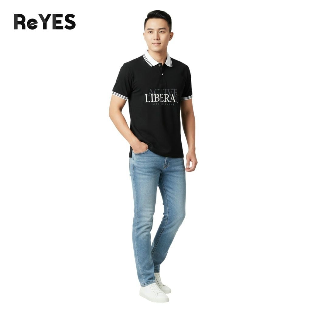Alternative view of Áo polo nam tay ngắn ReYES RSP001 vải cá sấu tici dày dặn form regular fit trẻ trung, màu đen, be