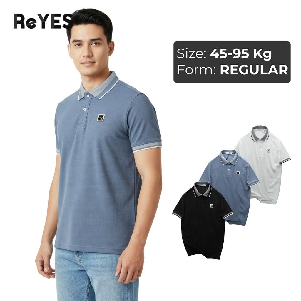 Áo polo nam tay ngắn ReYES RSP003 chất cá sấu lục giác cao cấp thoáng mát form regular, màu trắng, đen, xanh