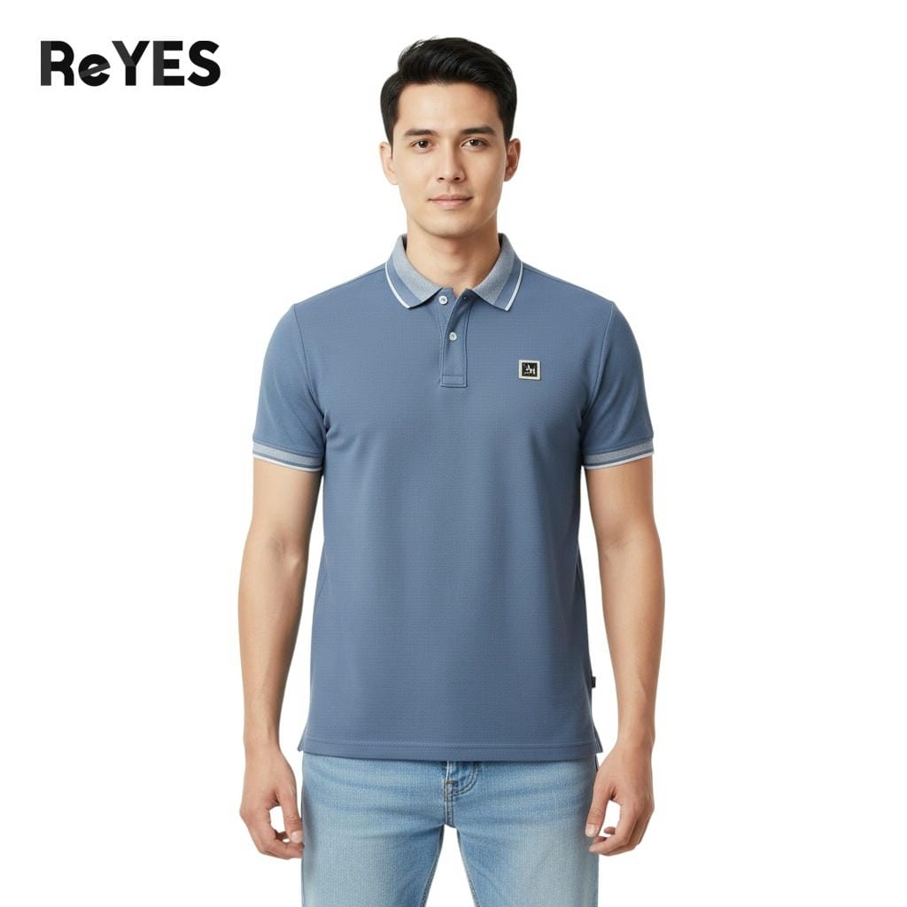 Alternative view of Áo polo nam tay ngắn ReYES RSP003 chất cá sấu lục giác cao cấp thoáng mát form regular, màu trắng, đen, xanh