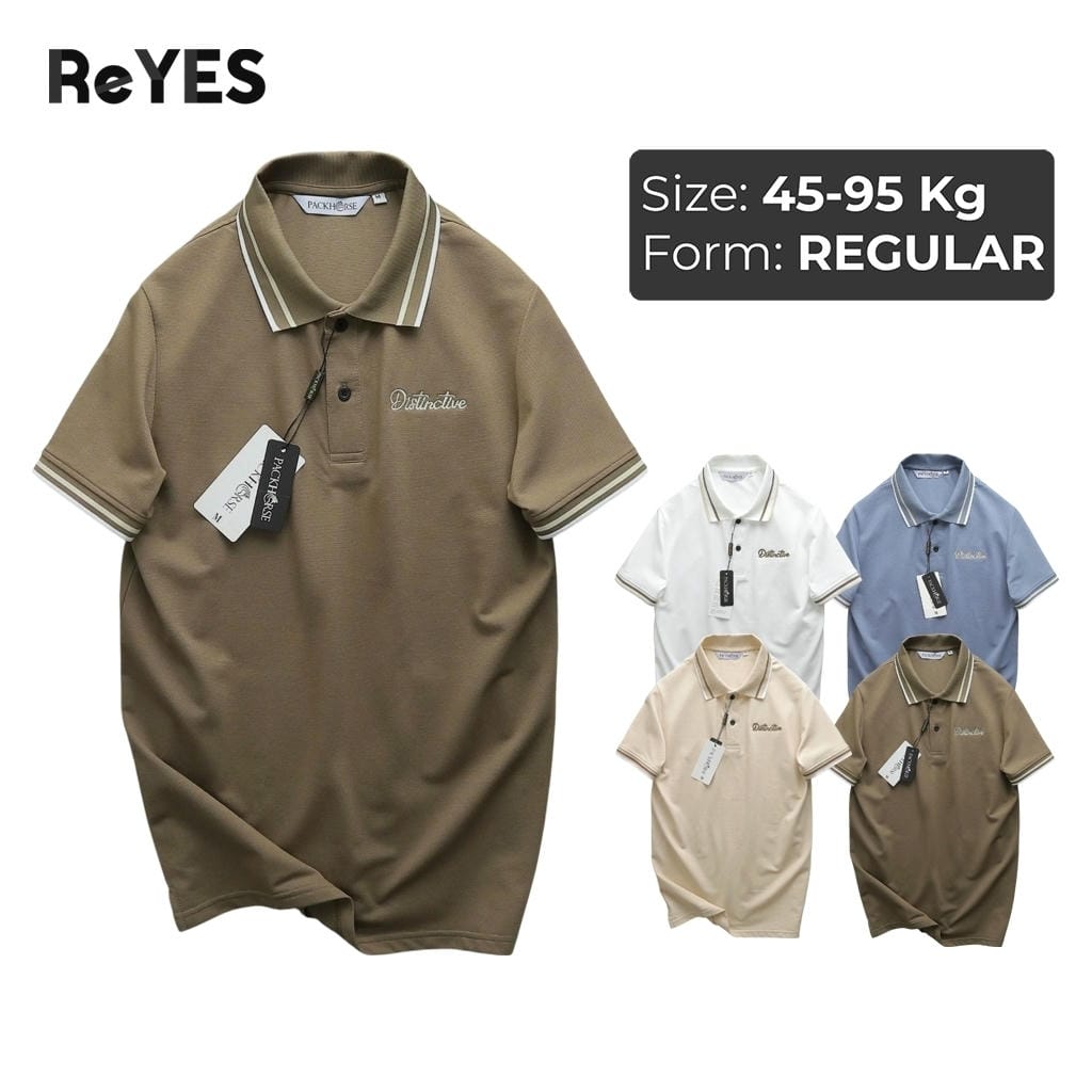 Áo polo nam tay ngắn ReYES RSP022 vải cá sấu tici, áo thun nam có cổ form regular phối viền trẻ trung, có big size