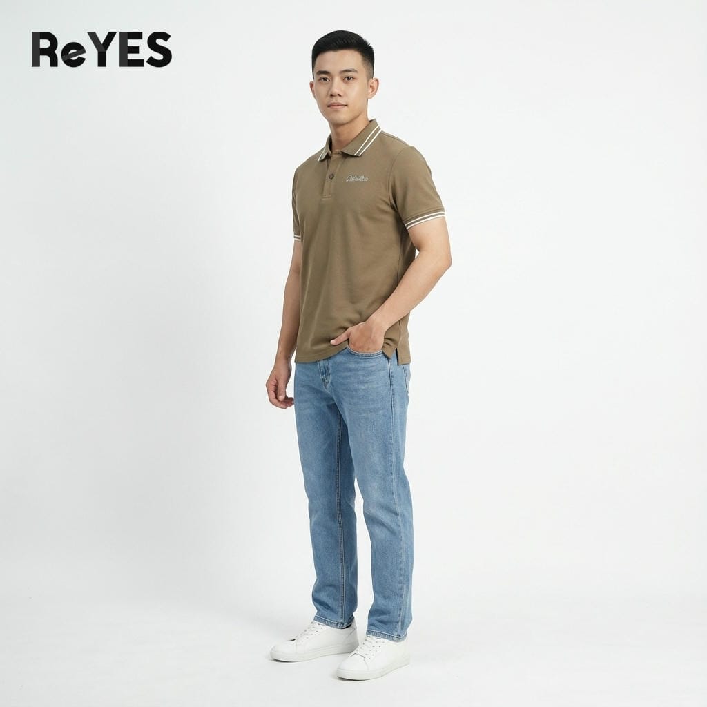 Alternative view of Áo polo nam tay ngắn ReYES RSP022 vải cá sấu tici thoáng mát, form regular lịch sự, áo thun nam có cổ đi làm đi chơi
