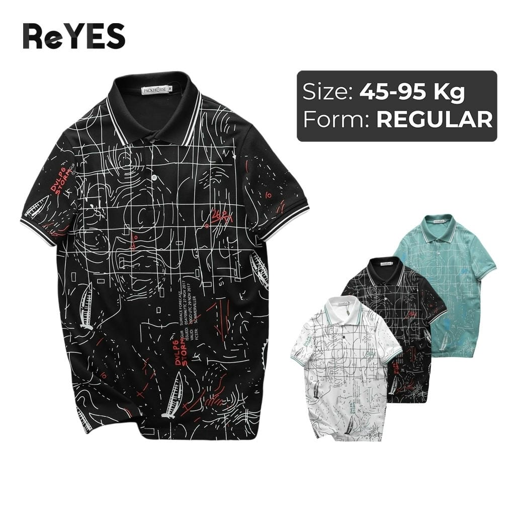 Áo polo nam tay ngắn ReYES RSP026 chất thun cá sấu CVC thoáng mát, form regular fit họa tiết độc đáo trẻ trung.