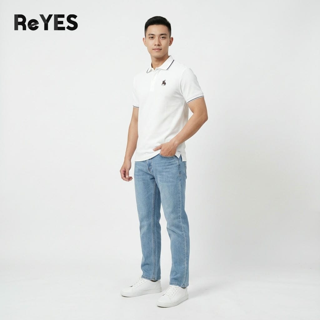 Alternative view of Áo polo nam tay ngắn vải thun cao cấp, form regular tôn dáng, cổ gân dệt nổi độc đáo ReYES RSP013
