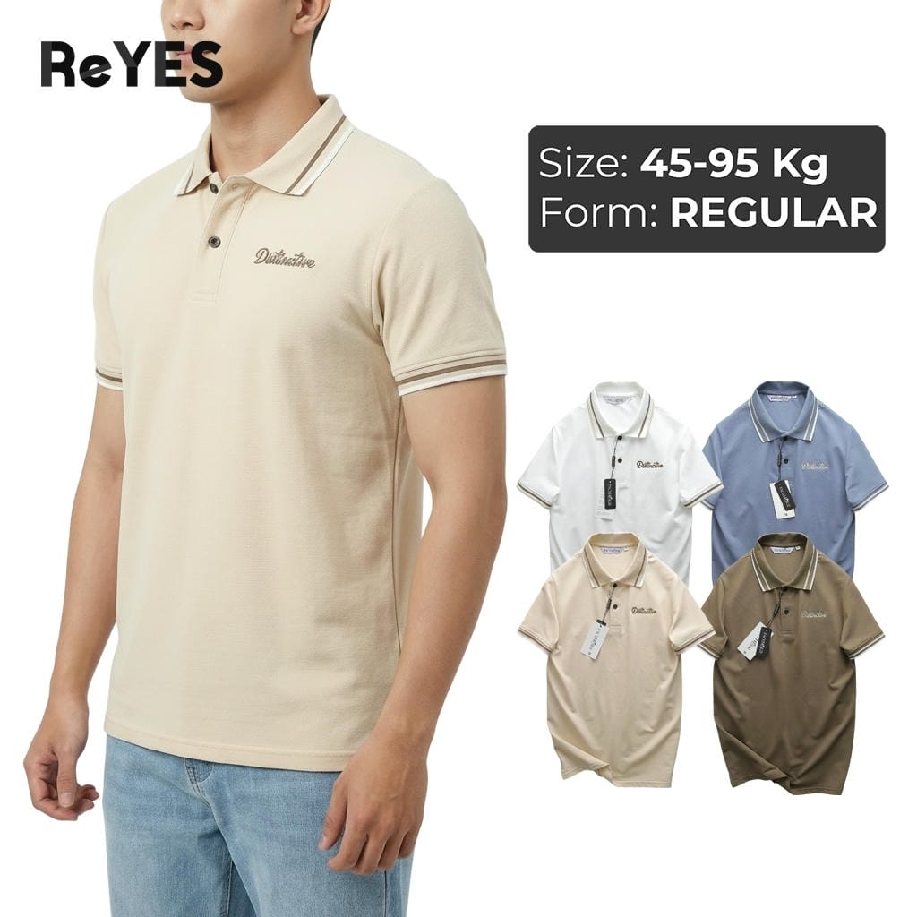 Áo polo nam tici cá sấu regular – ReYES RSP022, cổ bẻ phối viền, đi làm đi chơi, có big size