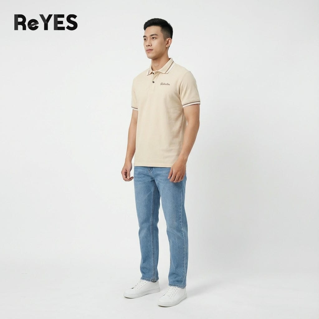 Alternative view of Áo polo nam tici cá sấu regular – ReYES RSP022, cổ bẻ phối viền, đi làm đi chơi, có big size
