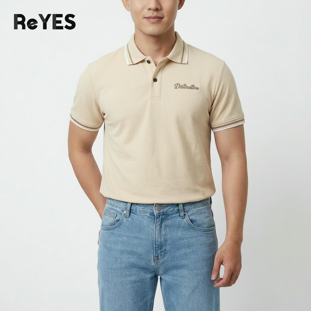 Áo polo nam tici cá sấu regular – ReYES RSP022, cổ bẻ phối viền, đi làm đi chơi, có big size - Ảnh 3