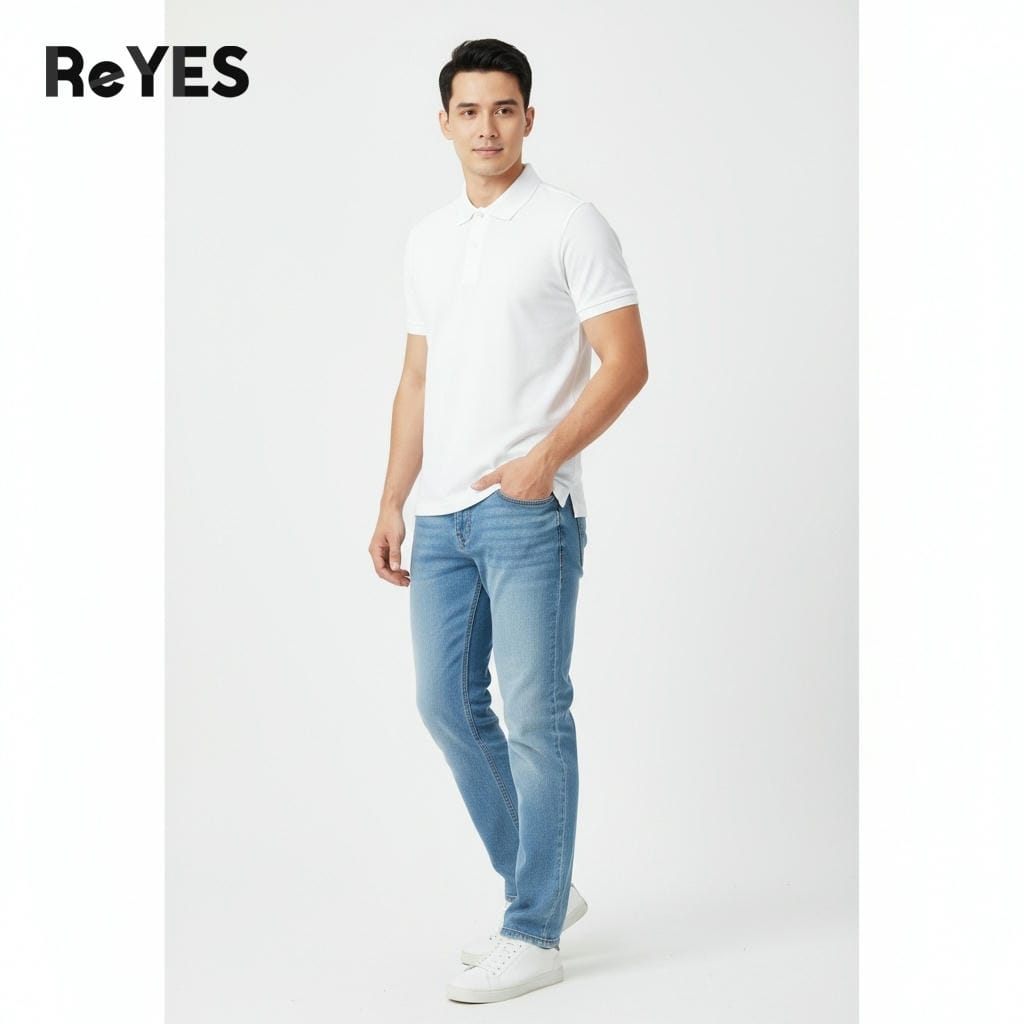 Alternative view of Áo polo nam trơn ReYES RSP038 vảy cá co giãn 4 chiều, regular fit lịch sự đi làm/đi chơi, có big size