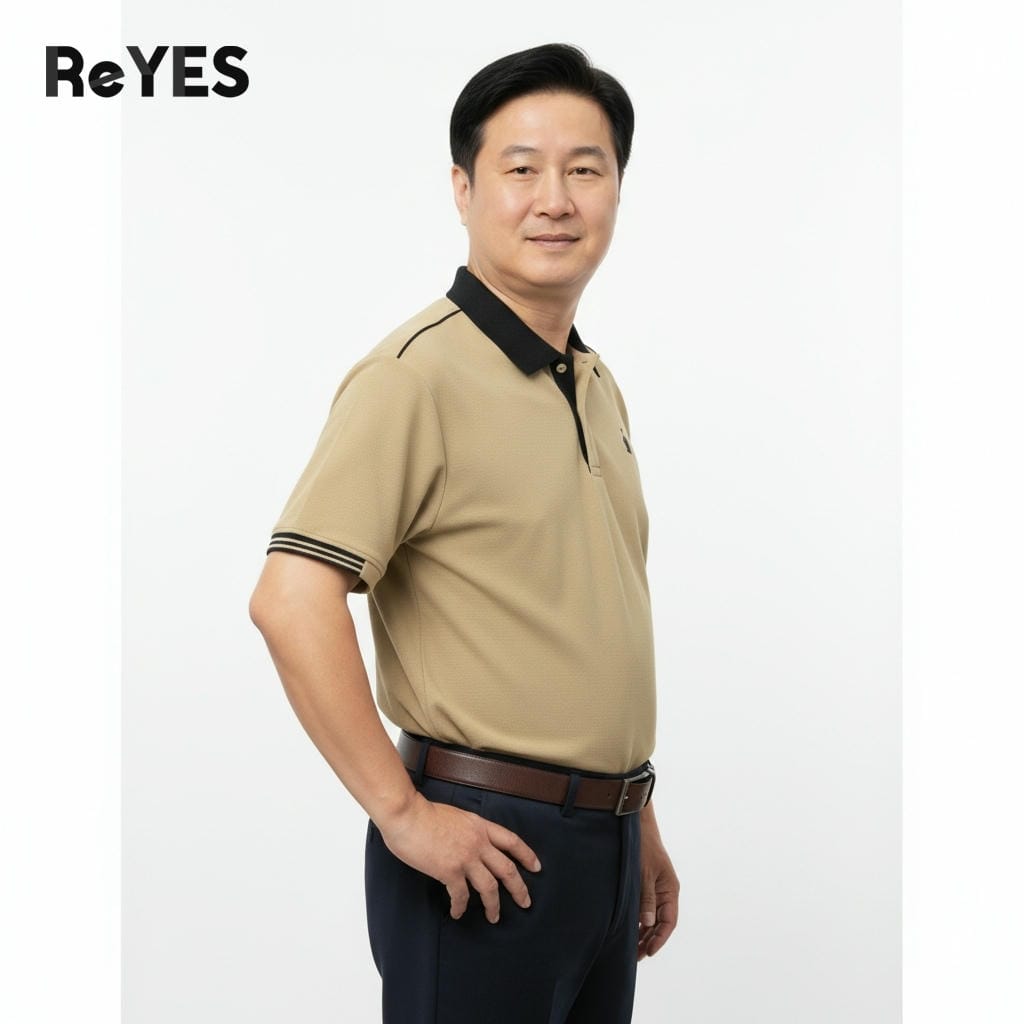 Áo polo nam trung niên big size vải cá sấu, phong cách lịch sự cho bố ReYES RSP012, màu xanh đen, be - Ảnh 3