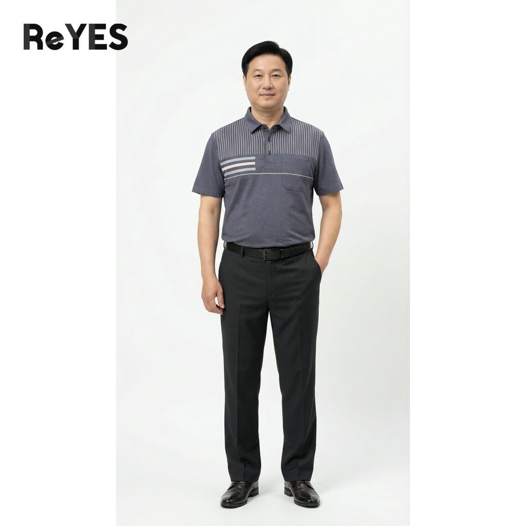 Alternative view of Áo polo nam trung niên cao cấp có túi Cotton muối thoáng mát form rộng tặng bố ReYES RCP003
