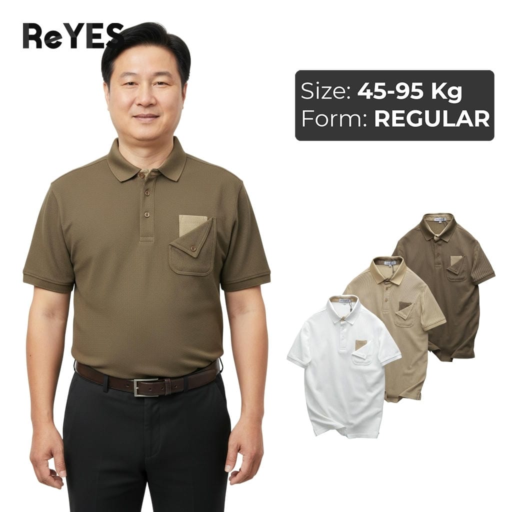 Áo polo nam trung niên cao cấp có túi mềm mát, Áo thun nam có cổ form rộng sang trọng tặng bố ReYES RSP052