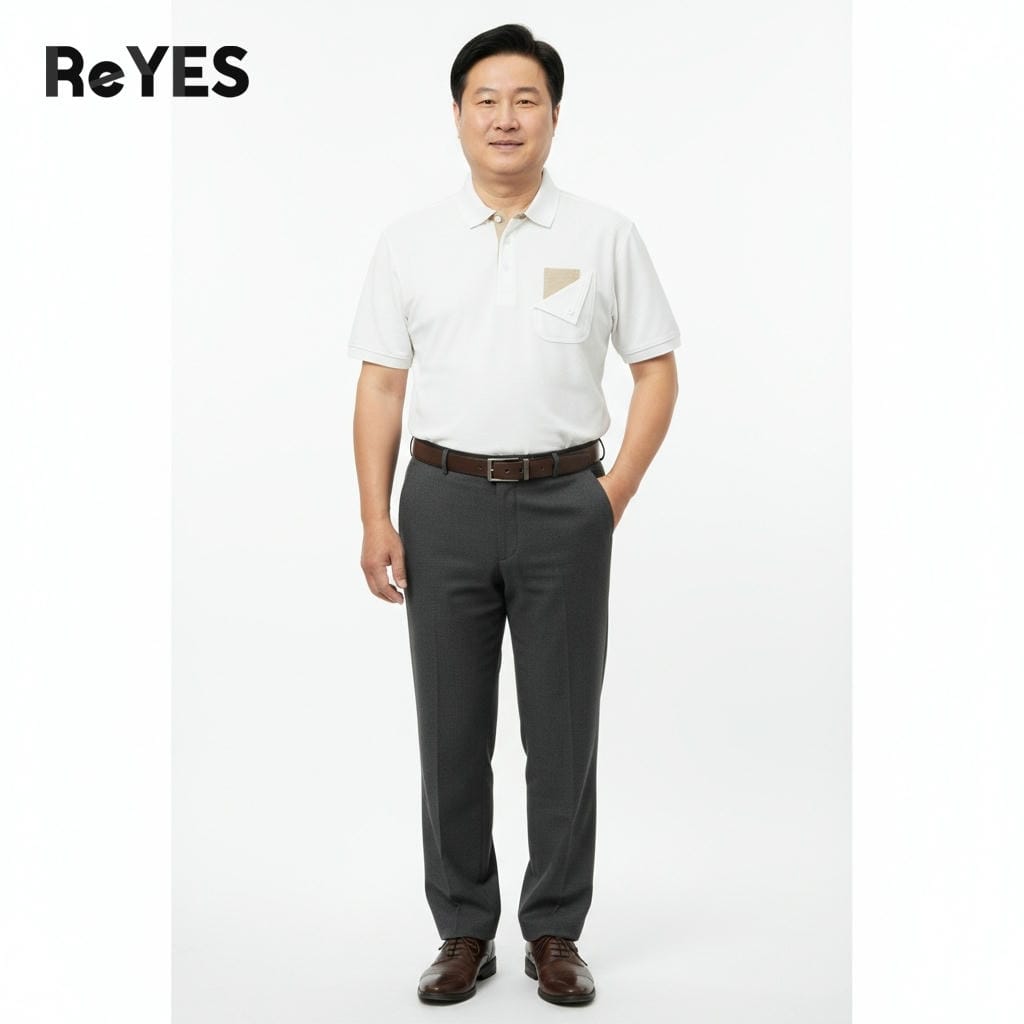 Alternative view of Áo polo nam trung niên cao cấp có túi vải cá sấu, form regular M–3XL cho bố ReYES RSP052, có big size