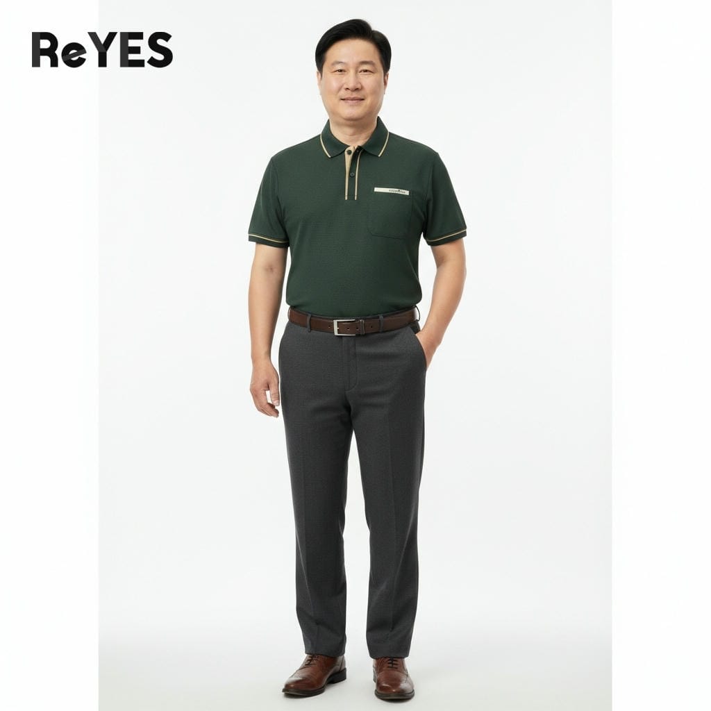 Alternative view of Áo polo nam trung niên cao cấp có túi vải cá sấu vảy cá form rộng thoáng mát làm quà tặng bố ReYES RSP010